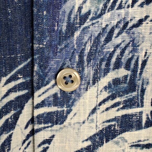 Tommy Bahama Island Zone Linen Shirt Size Medium Blue Indigo Evening Beach Aloha - Picture 6 of 13